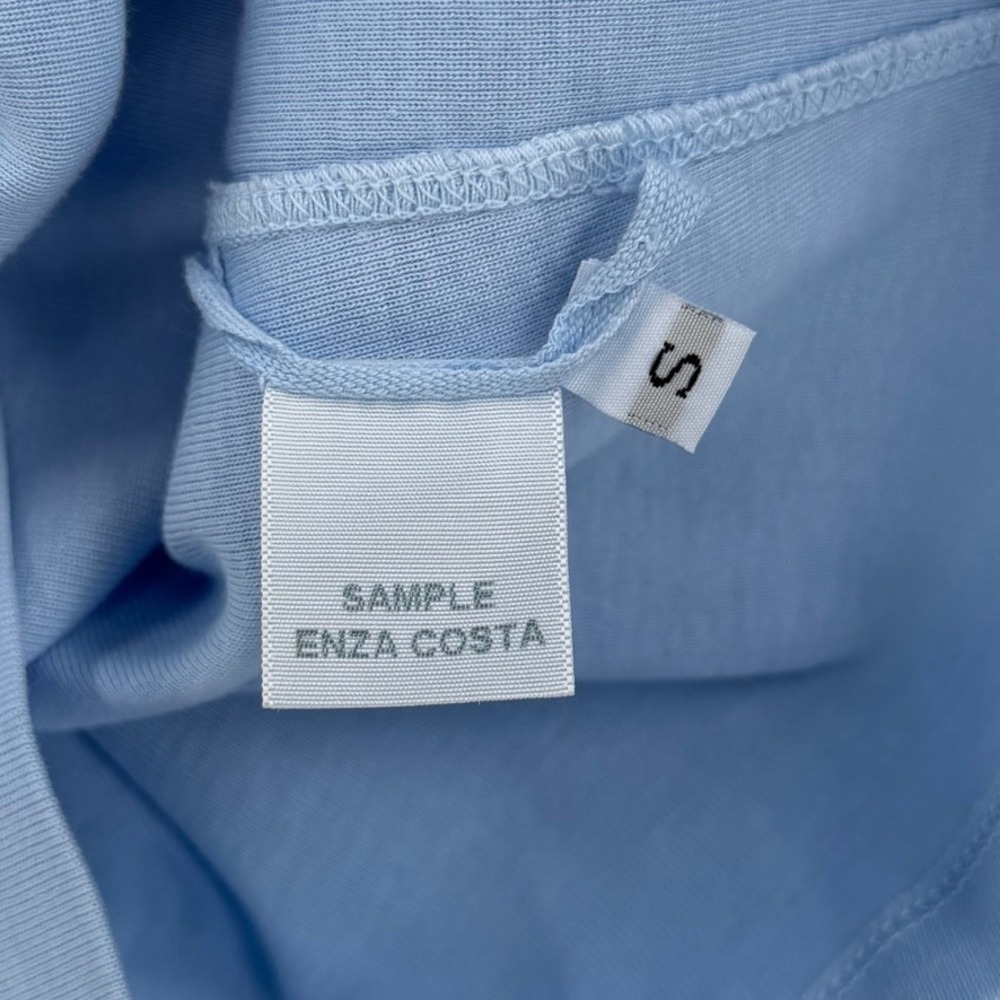 ENZA COSTA Supima Baby Rib Long Sleeve Cropped Top Womens Small Blue Crew Tee - Picture 12 of 12